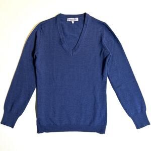 100% Merino Wool V-Neck Made in Italy  Sweater Brunella Gori Navy Women's Small